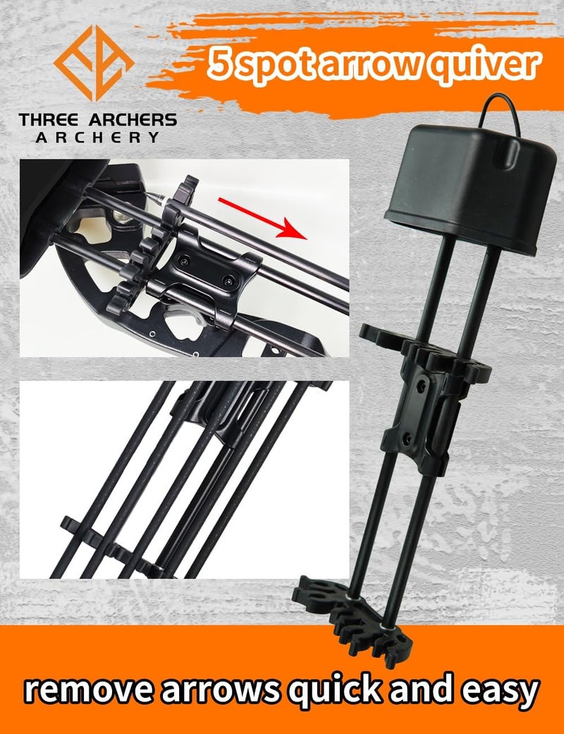 THREE ARCHERS 5 Spot Arrow Quiver for Compound Bow Quick Detach Mounted Bracket Potable Arrow Quiver for Shooting&Hunting - Image 2